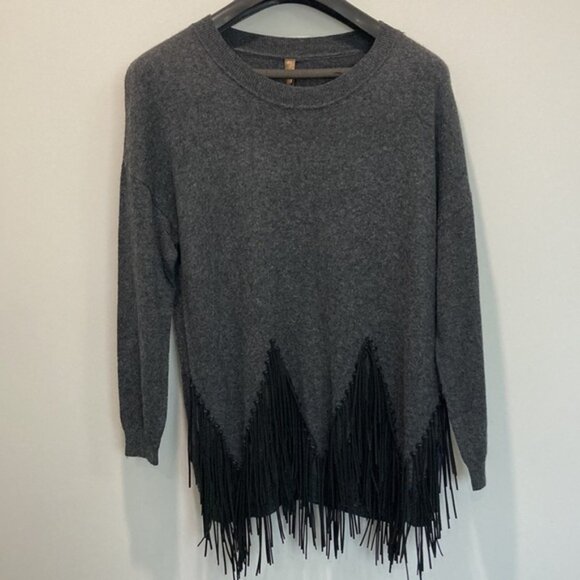 Danny Be Grey Angora Fringe Sweater Medium - Picture 4 of 13